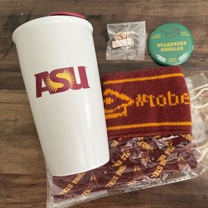ASU Logo White Tumbler with Accessories